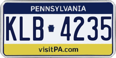 PA license plate KLB4235