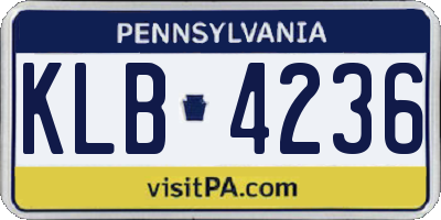 PA license plate KLB4236