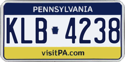 PA license plate KLB4238