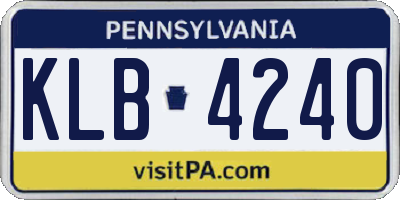 PA license plate KLB4240