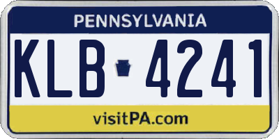 PA license plate KLB4241