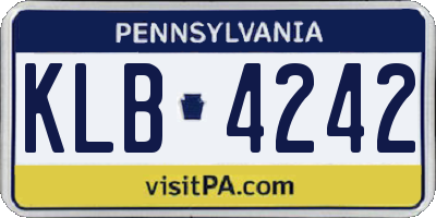PA license plate KLB4242