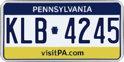 PA license plate KLB4245