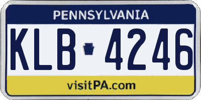 PA license plate KLB4246