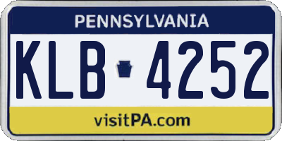 PA license plate KLB4252