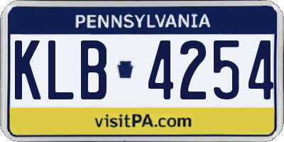 PA license plate KLB4254