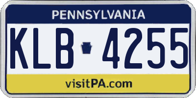 PA license plate KLB4255