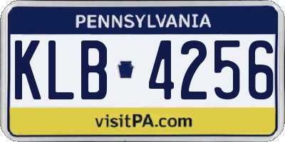 PA license plate KLB4256