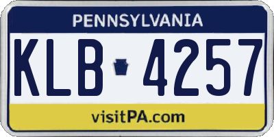 PA license plate KLB4257