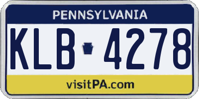 PA license plate KLB4278