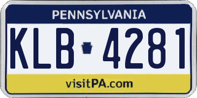 PA license plate KLB4281