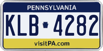 PA license plate KLB4282
