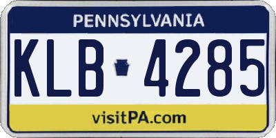 PA license plate KLB4285