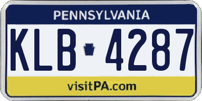 PA license plate KLB4287