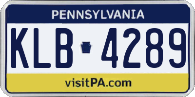PA license plate KLB4289