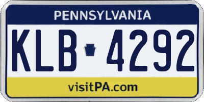 PA license plate KLB4292