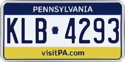 PA license plate KLB4293
