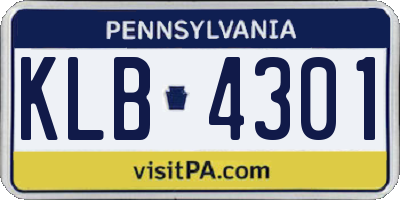 PA license plate KLB4301