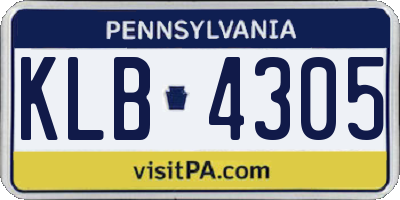 PA license plate KLB4305