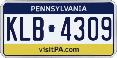 PA license plate KLB4309