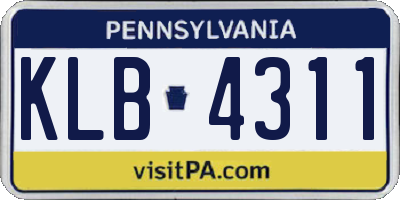 PA license plate KLB4311