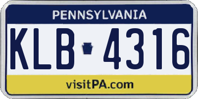 PA license plate KLB4316