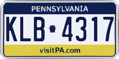 PA license plate KLB4317