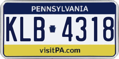 PA license plate KLB4318