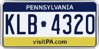 PA license plate KLB4320