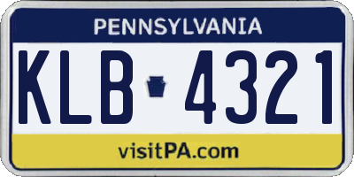 PA license plate KLB4321