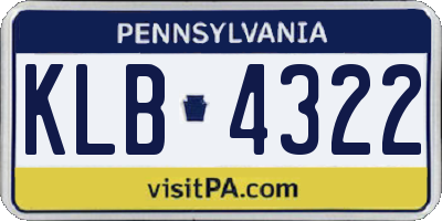 PA license plate KLB4322