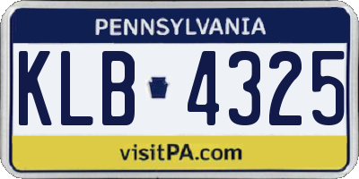 PA license plate KLB4325