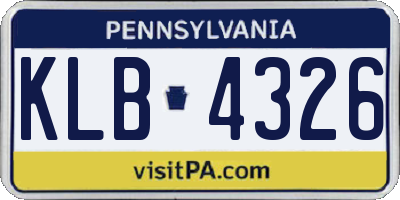 PA license plate KLB4326