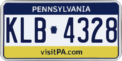 PA license plate KLB4328
