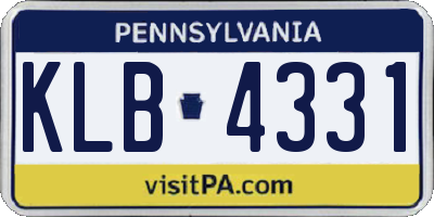 PA license plate KLB4331