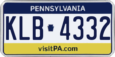 PA license plate KLB4332