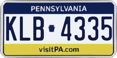 PA license plate KLB4335