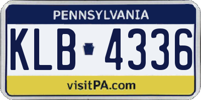 PA license plate KLB4336