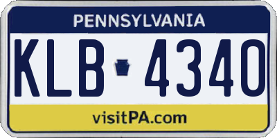 PA license plate KLB4340