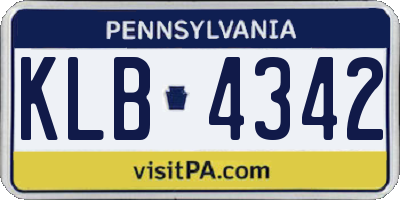 PA license plate KLB4342