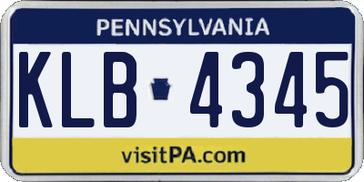 PA license plate KLB4345
