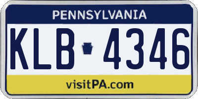 PA license plate KLB4346