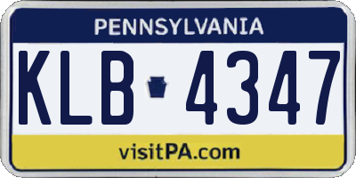 PA license plate KLB4347