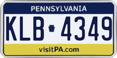PA license plate KLB4349