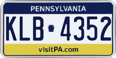 PA license plate KLB4352