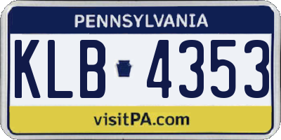 PA license plate KLB4353