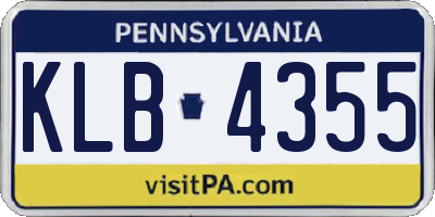 PA license plate KLB4355