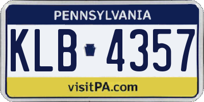 PA license plate KLB4357