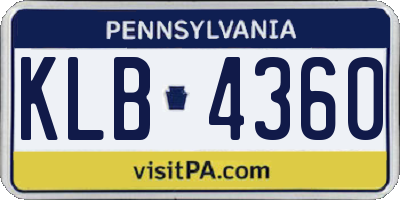 PA license plate KLB4360