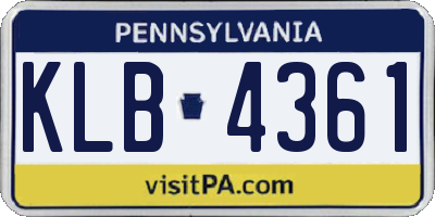 PA license plate KLB4361